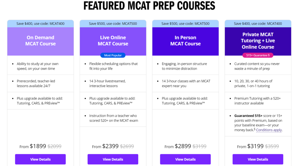 kaplan mcat pricing