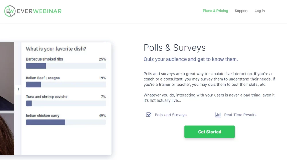 polls and survey everwebinar feature