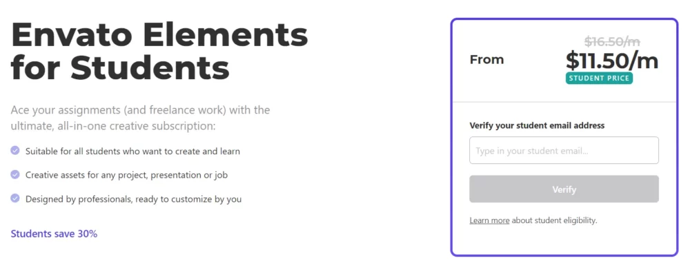 envato student pricing
