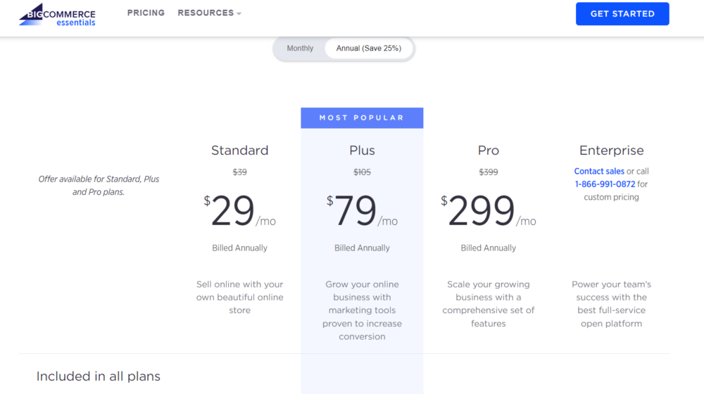 Bigcommerce pricing plans