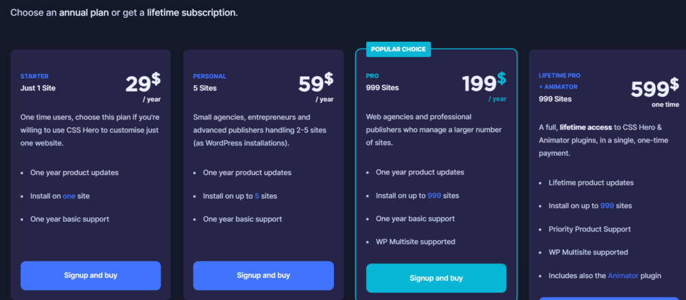 Css hero pricing