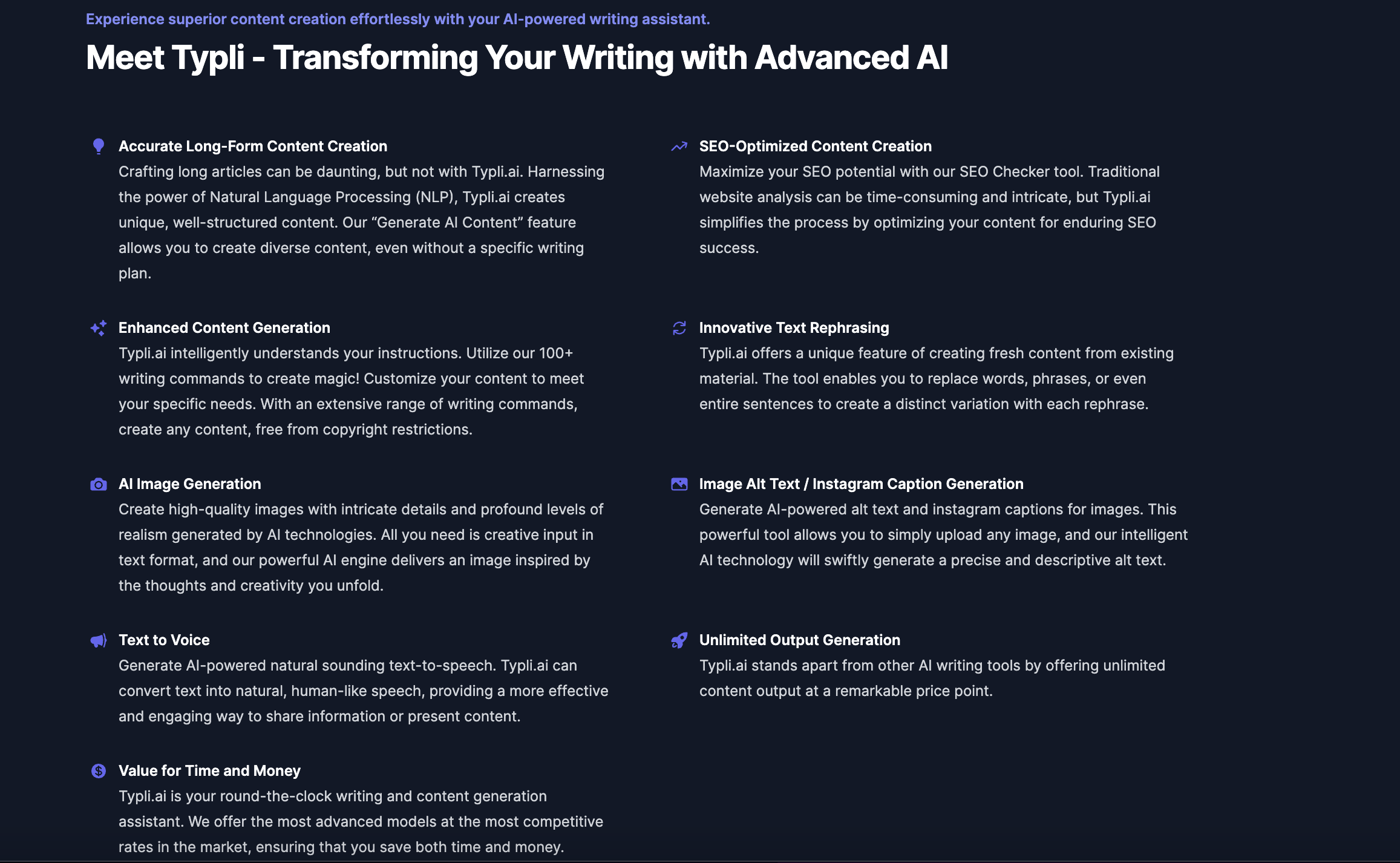 More Features of Typli AI