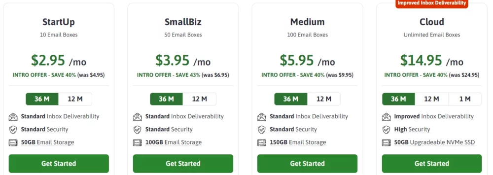 Scala email hosting pricing