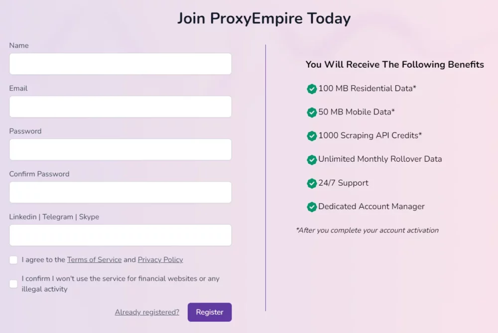 proxyempire login