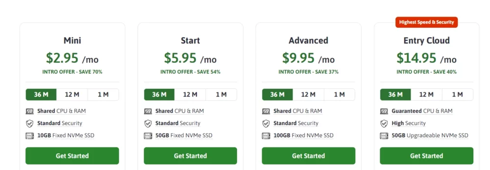 scala web hosting pricing