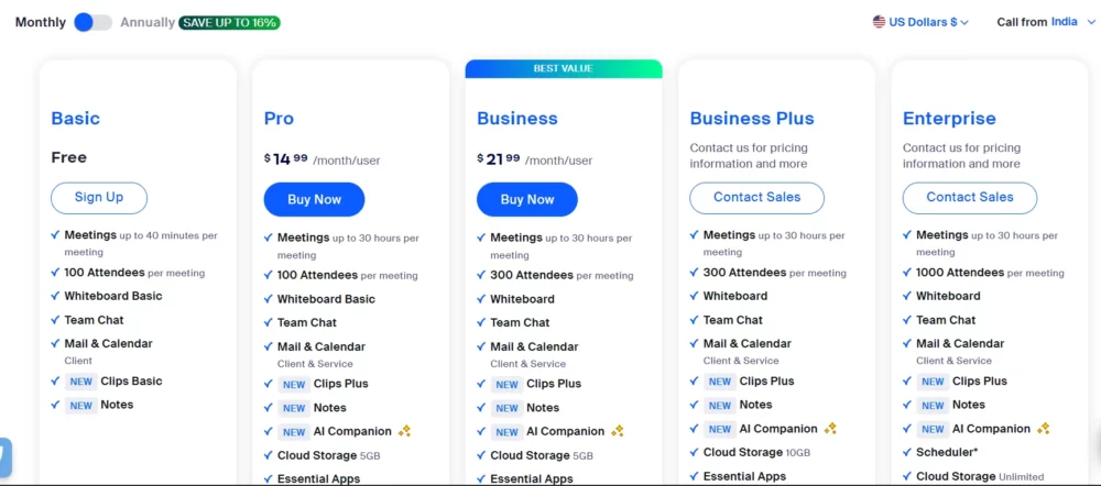 zoom pricing plans