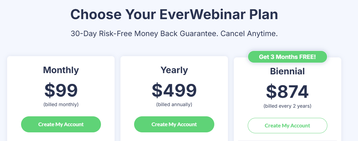 evverwebinar pricing plans