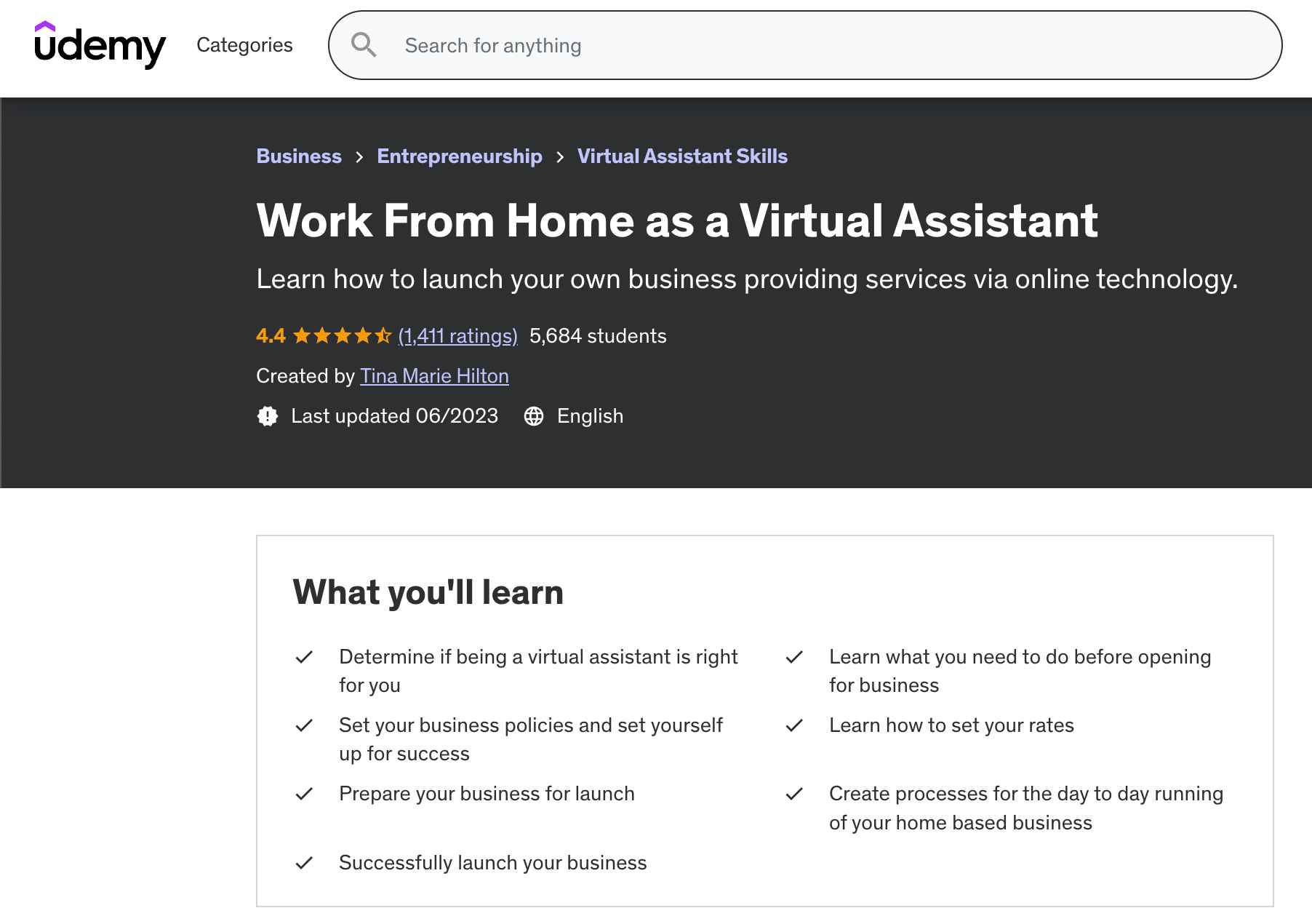 Work From Home as a VA from Udemy