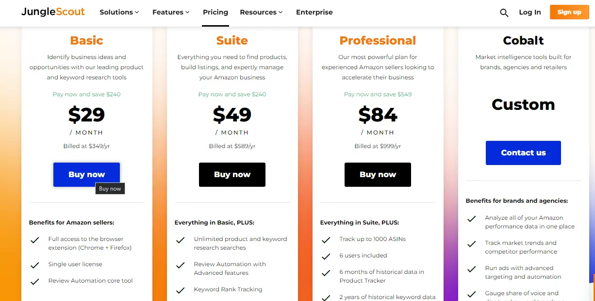 junglescout pricing plans