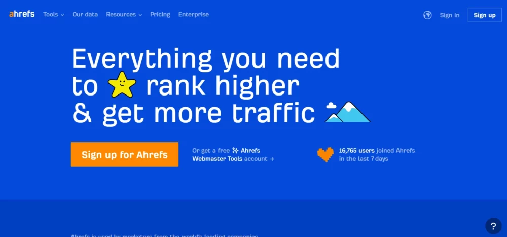 AHREFS HOMEPAGE- Semrush vs Ahrefs