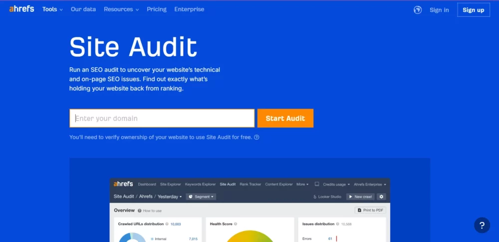 AHREFS SITE AUDIT