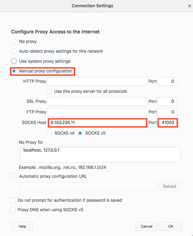 Manual Proxy Configuration