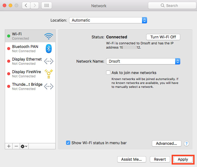 Network Settings window