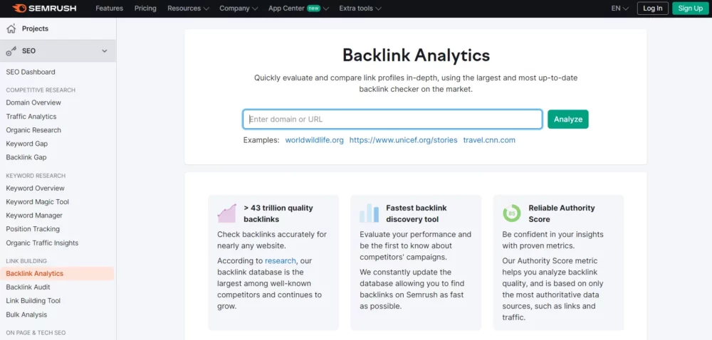 SEMRUSH BANKLINK ANALYTICS