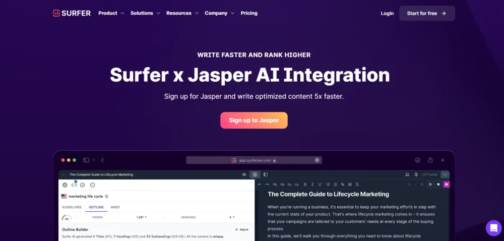 Surfer SEO with Jasper AI