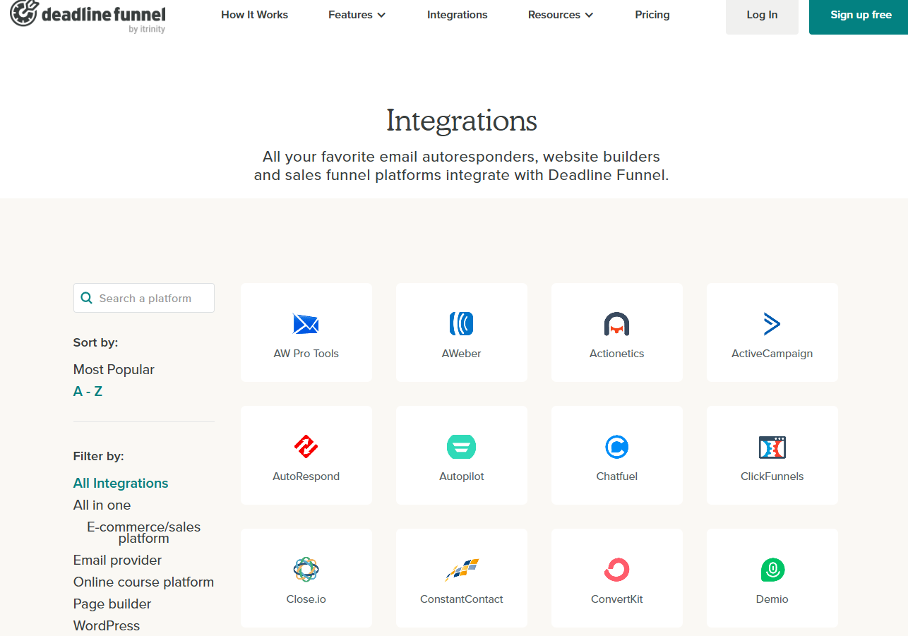 deadline funnel integrations