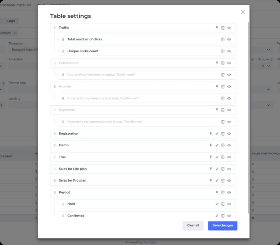 Alanbase Customized Settings